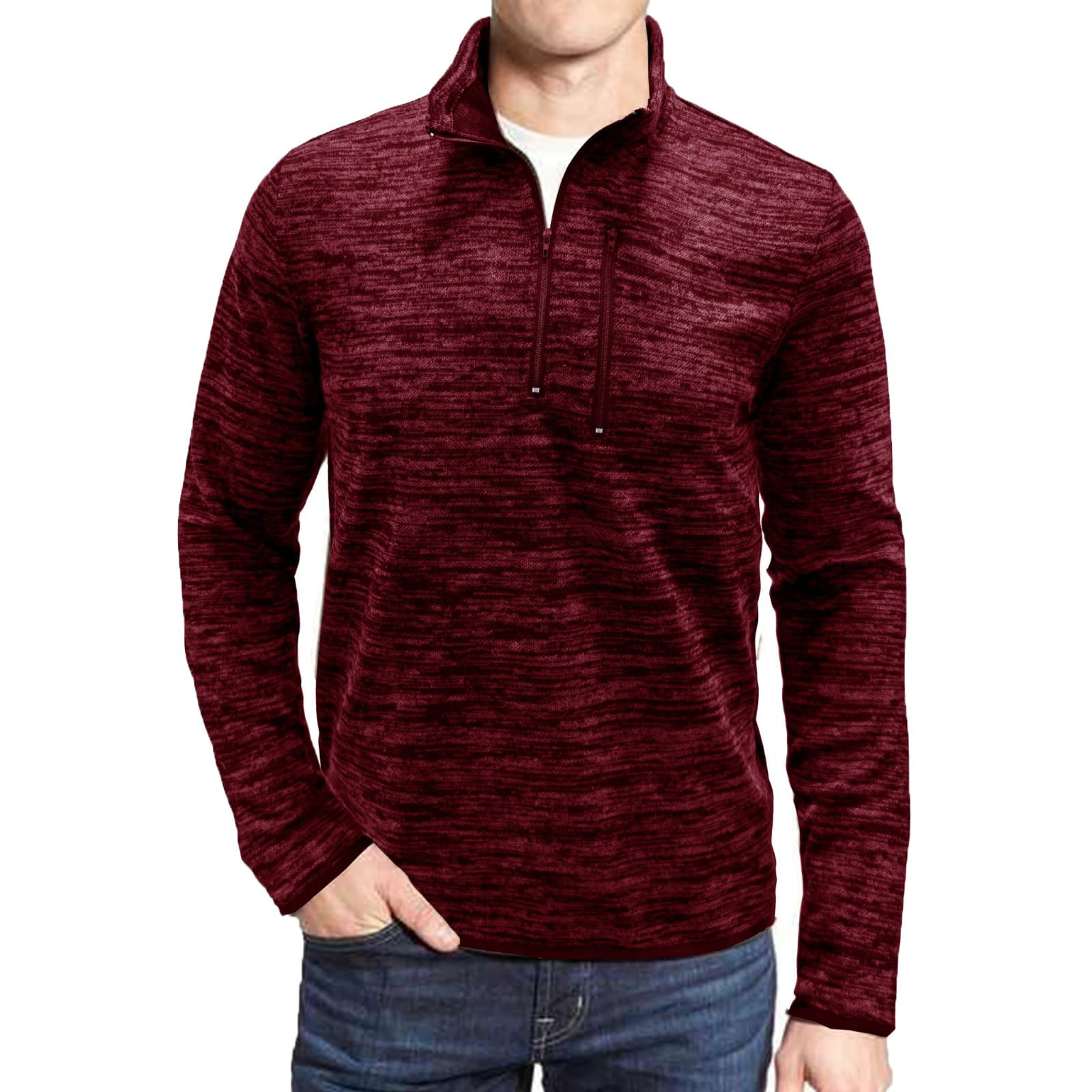 GWAABD Short Sleeve T Shirts with Pockets for Men Men S Autumn and Winter Zip Turtleneck Solid Color Long Sleeve Top Travel Outing Bottoming Shirt