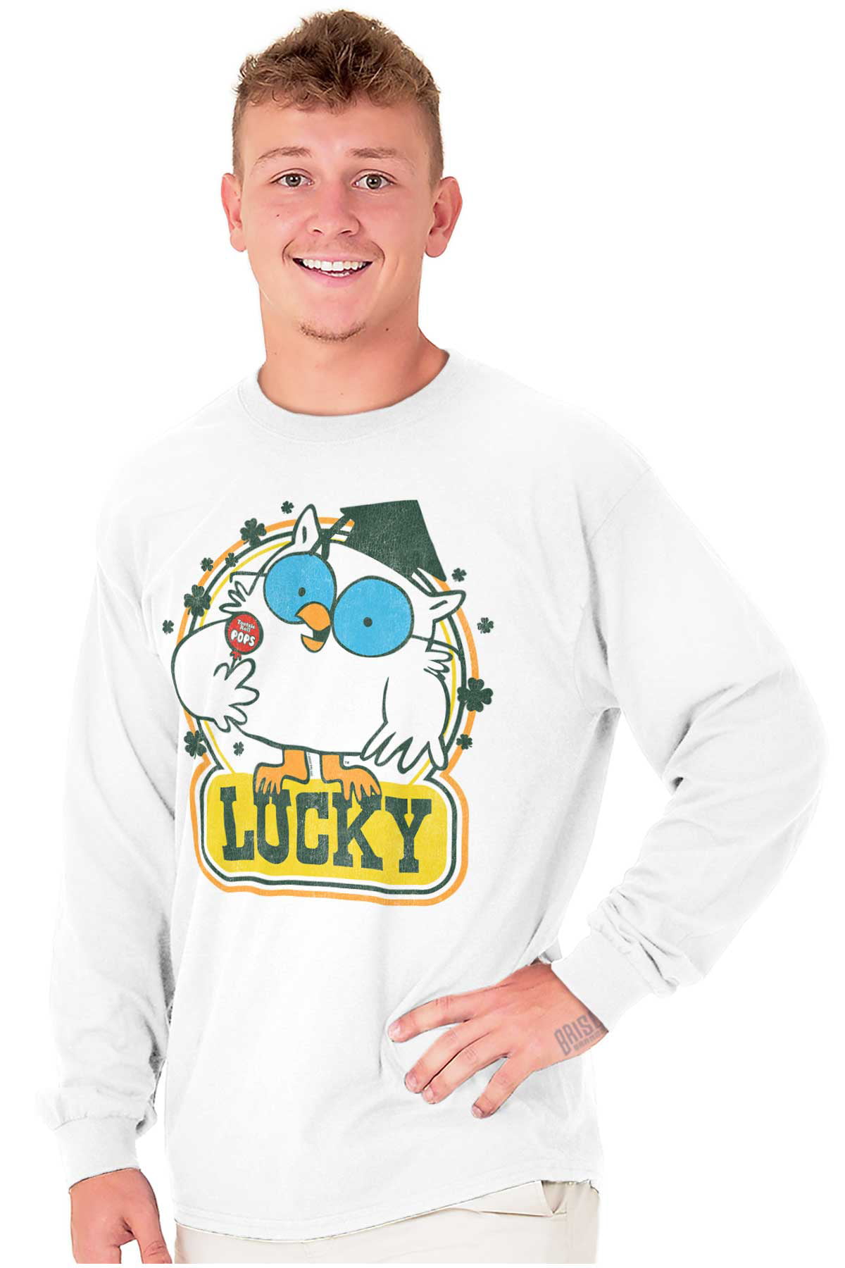 Saint Paddys Lucky Tootsie Pop Owl Long Sleeve TShirt Men Women Brisco Brands X