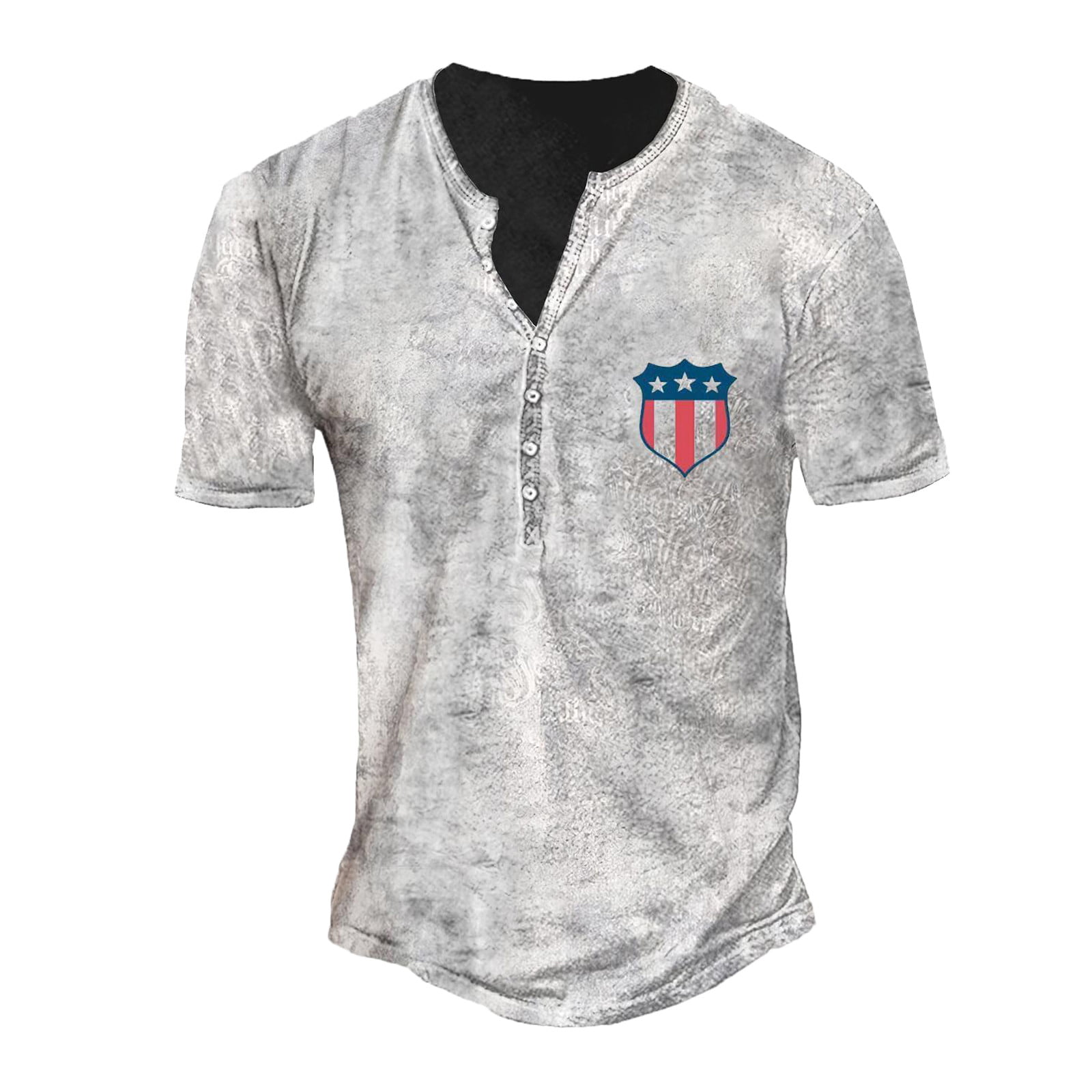 Act Now！ HIMIWAY Stars and Stripes Tunics Men S Short Sleeve Graphic and Embroidered Fashion T-Shirt Spring and Summer Short Sleeve Printed White L