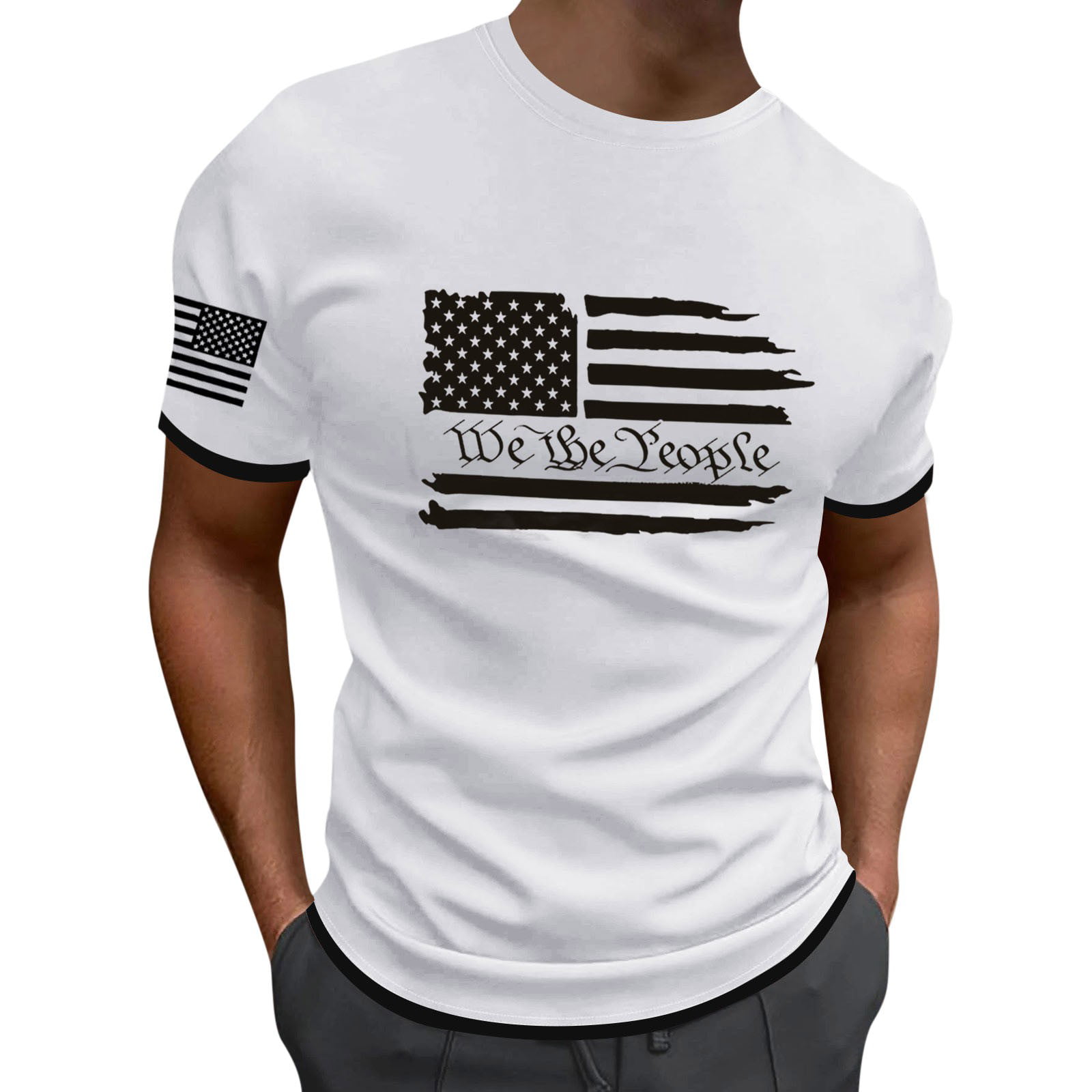 Vedolay America Flag Men S Muscle T Shirts Mens Patriotic T Shirt Short Sleeve 4Th of July Graphic Tshirts Top Mens T Shirt(White XX-L)