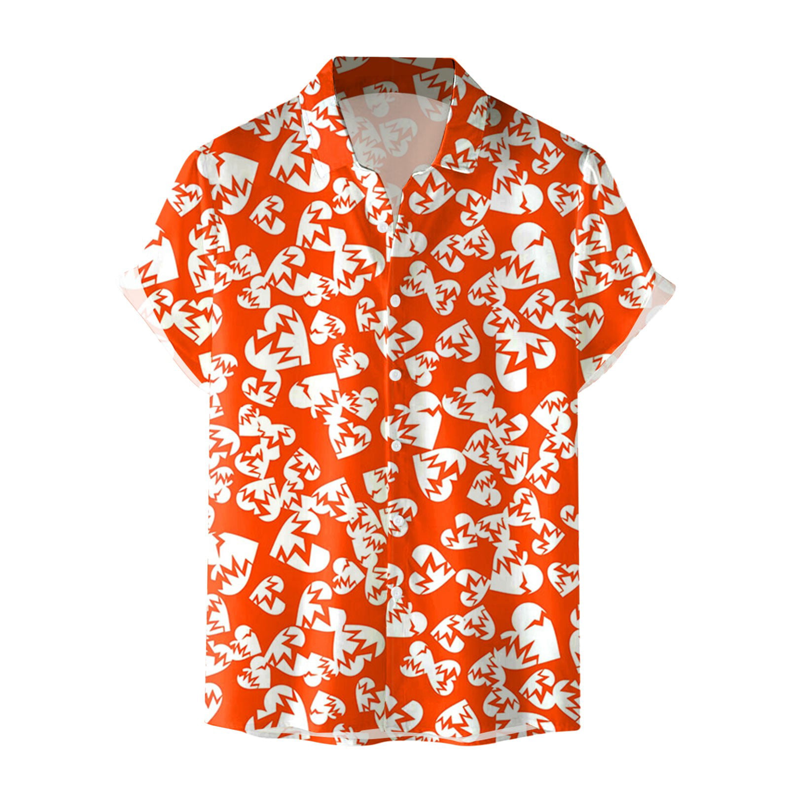 CLZOUD Men Shirts Casual Four Way Bomb Men S Fashion Casual Sports Love Sweet Short Sleeve Shirt Xl