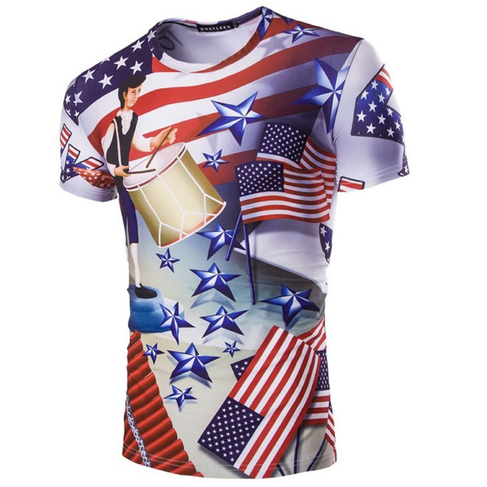 Vedolay America Flag Men S Muscle T Shirts Mens Patriotic T Shirt Short Sleeve 4Th of July Graphic Tshirts Top T Shirts for Men(White 4X-L)