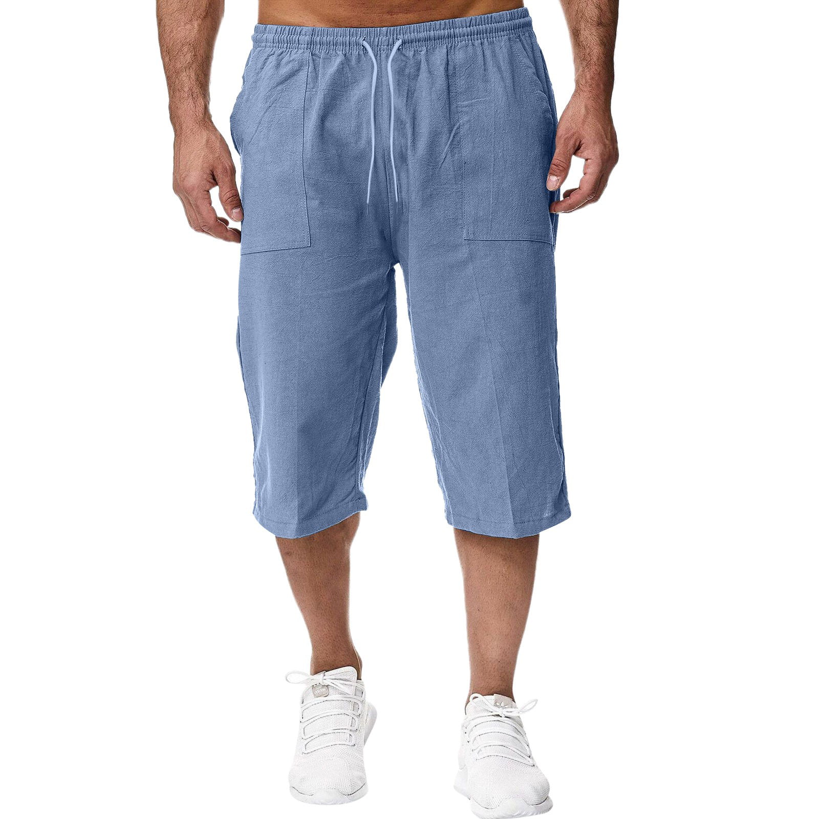 GWAABD Sweat Pants Mens Men S Spring and Summer Cotton Sweatpants Jogging Pants Loose Casual Beach Vacation Capri Pants