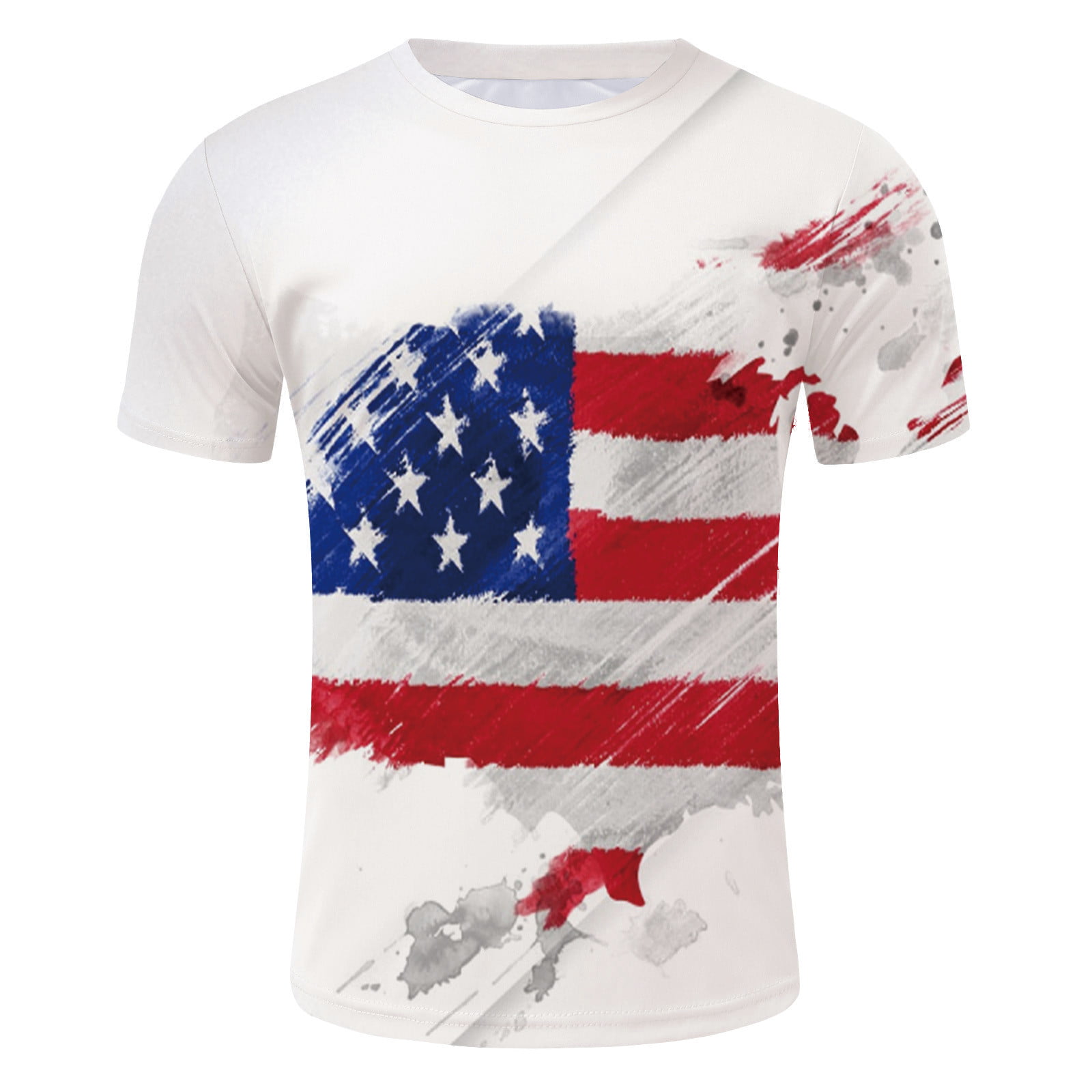 PEASKJP Mens Independence Day T-Shirts Men S American Flag Wing Graphic Short Sleeve American Vintage T-Shirts United State Flag Shirt White 3X-L