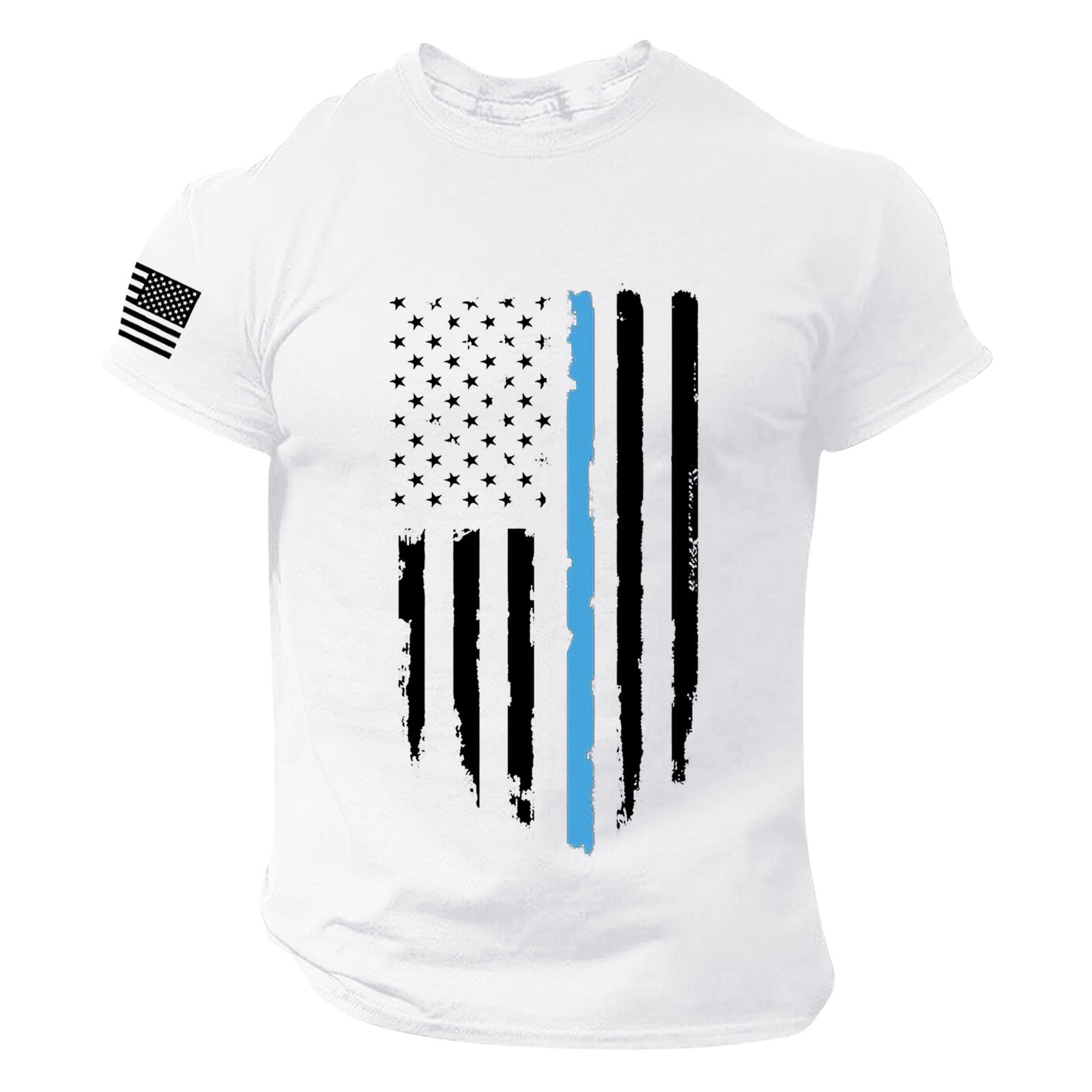 Independence Day Funny T Shirts for Men Fashion Casual Printed Short Sleeve Stars and Stripes 4th of July Graphic Tees Men White L