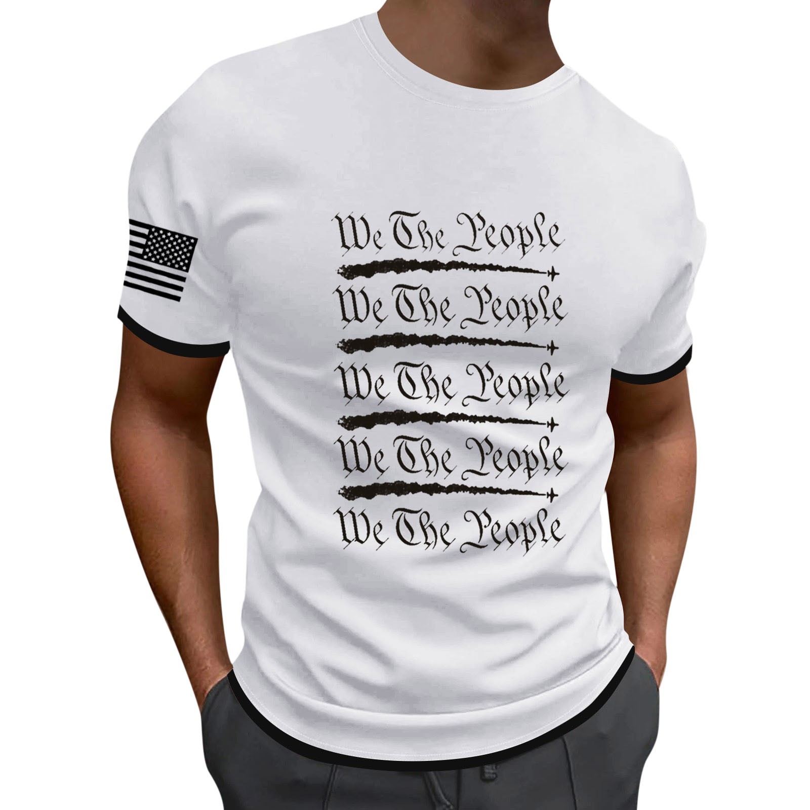 Kpoplk Men S T-Shirts Men S Graphic Print Short Sleeve T Shirt Casual Tee Top Oversized T Shirts for Men(L White)