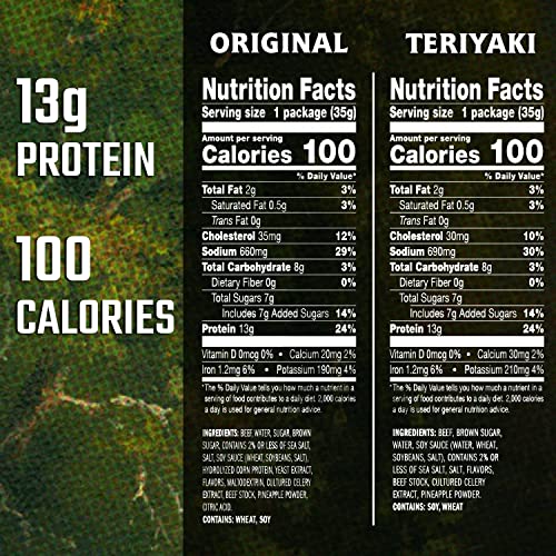 Jack Link's Beef Jerky Variety - Includes Original and Teriyaki Flavors, on the Go Snacks, 13g of Protein per Serving, 9 Count of 1.25 Oz Bags thumbnail