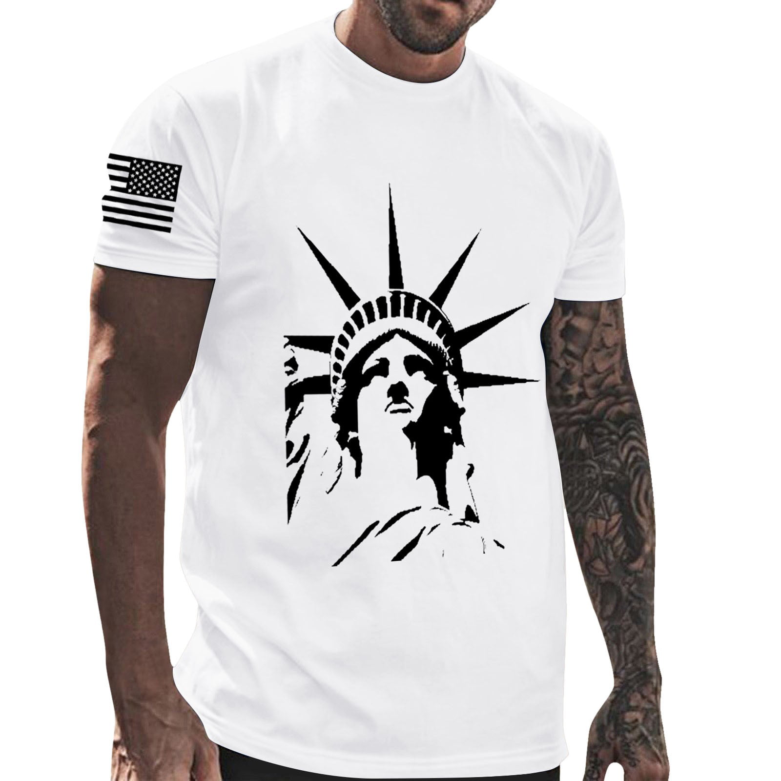 Kpoplk Shirts for Men Short Sleeve Men Stylish Tshirt Graphic Casual Lightweight Streetwear Tees Teens Tops Oversized T Shirts for Men(L White)