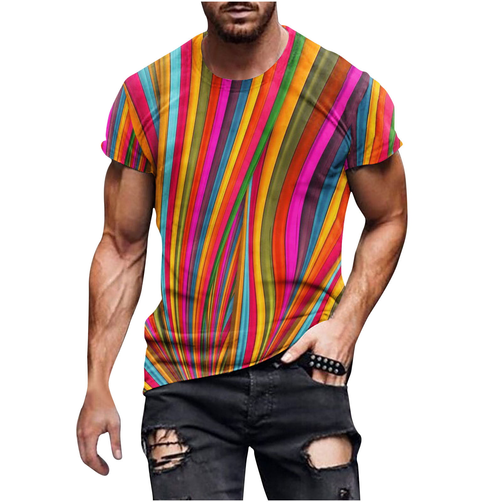 ZCFZJW Mens Shirts Casual Short Sleeve Summer 3D Digital Printing Father S Day Holiday Graphic T-Shirt Short Sleeve Comfy Cotton Blouse White L