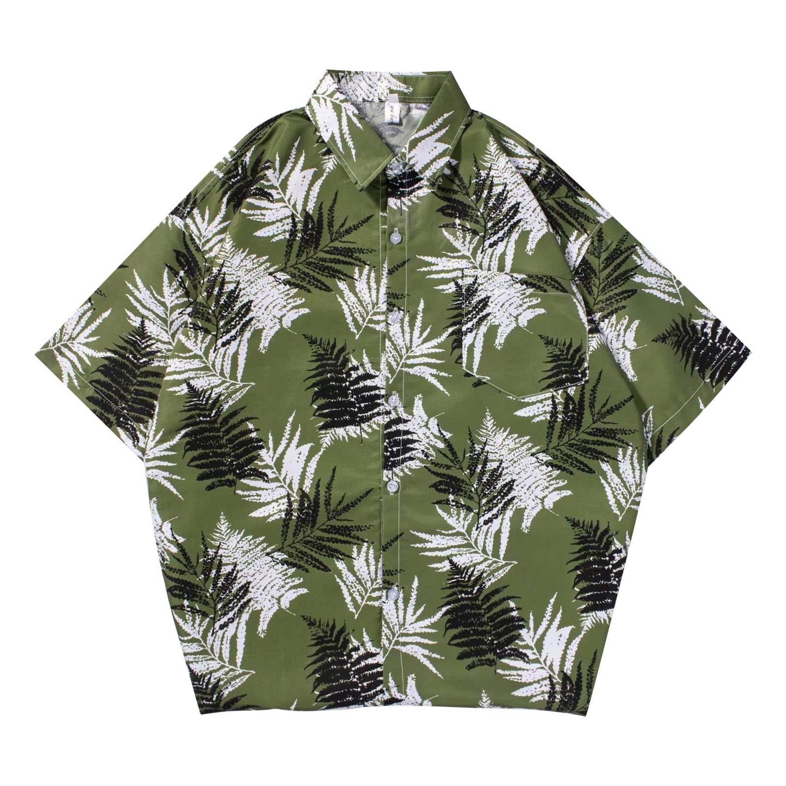 CLZOUD Men Shirts Casual Men S Casual Loose Floral Printed Beach Hawaiian Short Sleeve Button Down Vintage Dress Shirt M