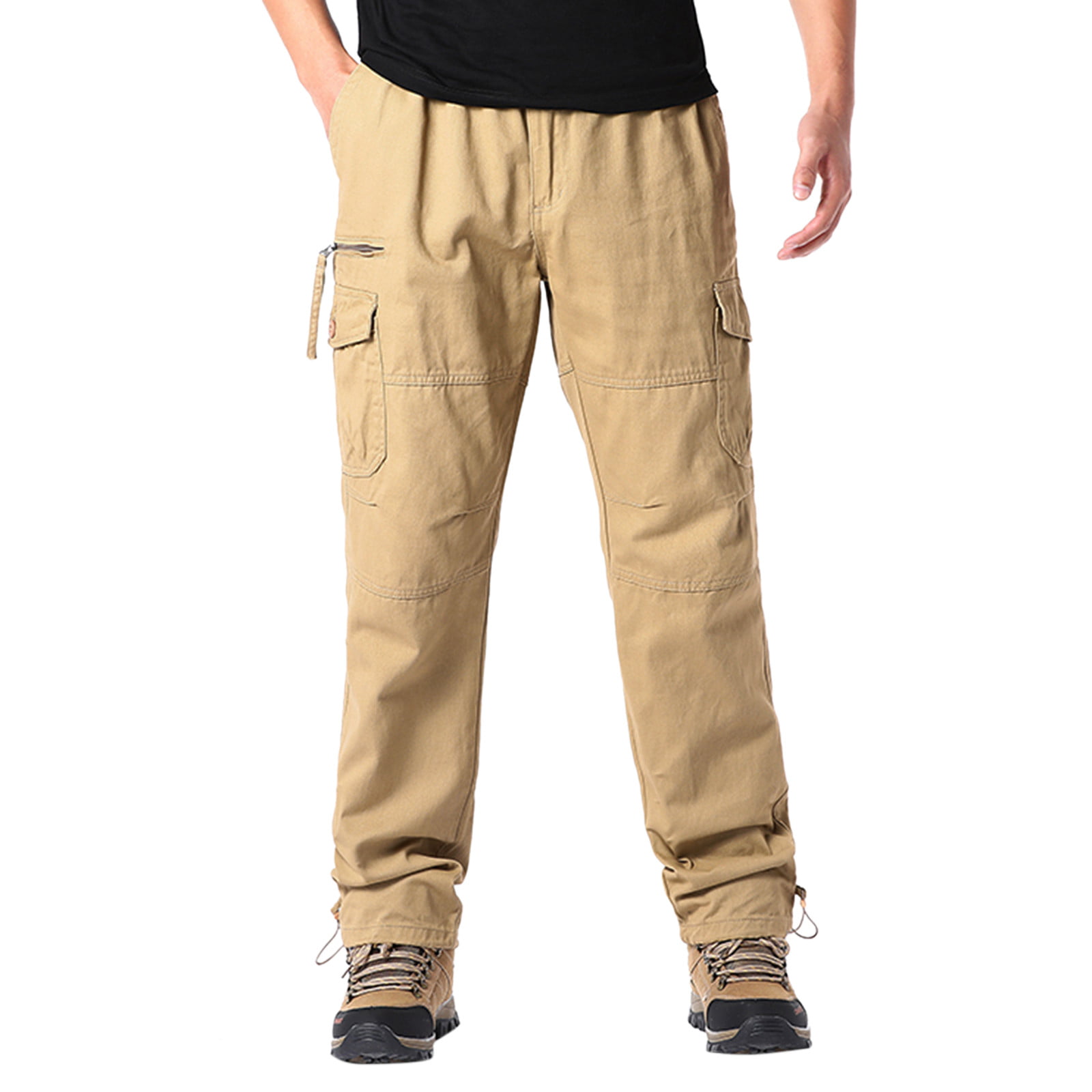GWAABD Pants for Men Relaxed Fit Mens Fashion Casual Multi Pocket Zipper Buckle Male Cargo Pants Outdoor Pants Tooling Pants