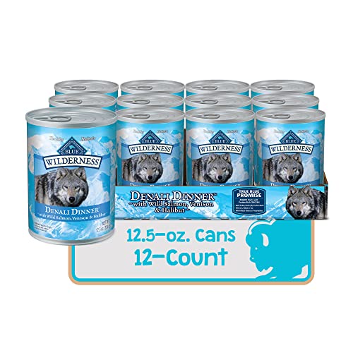Blue Buffalo Wilderness Denali Dinner High Protein, Natural Wet Dog Food, Wild Salmon, Venison & Halibut 12.5-oz Cans (Pack of 12) thumbnail
