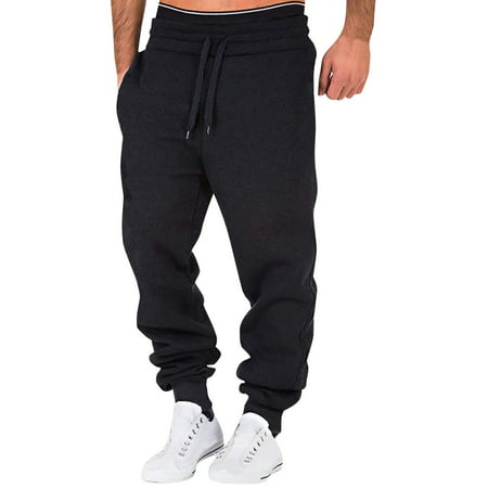 GWAABD Mens Comfortable Pants Male Fitness Running Trousers Drawstring Loose Waist Solid Color Pants Pocket Loose Sweatpants