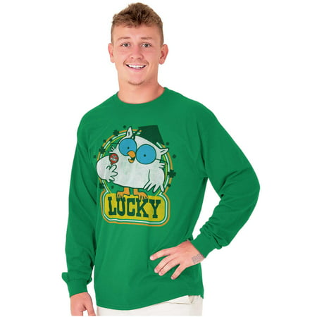 Saint Paddys Lucky Tootsie Pop Owl Long Sleeve TShirt Men Women Brisco Brands 3X