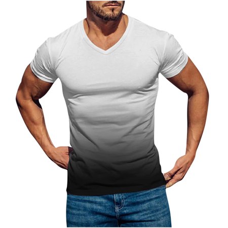 ZCFZJW Mens Casual 3D Printing T-Shirts Big and Tall Regular Fit Graphic Tee Shirts Summer Short Sleeve Trendy V Neck Pullover Tshirt Tops Z08-White L