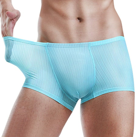 CLZOUD Sport Underwear Men Sky Blue Men S Summer Thin Transparent Ice Silk Boxers Breathable Men Waist Non-Trace Pants Underwear Xxxl