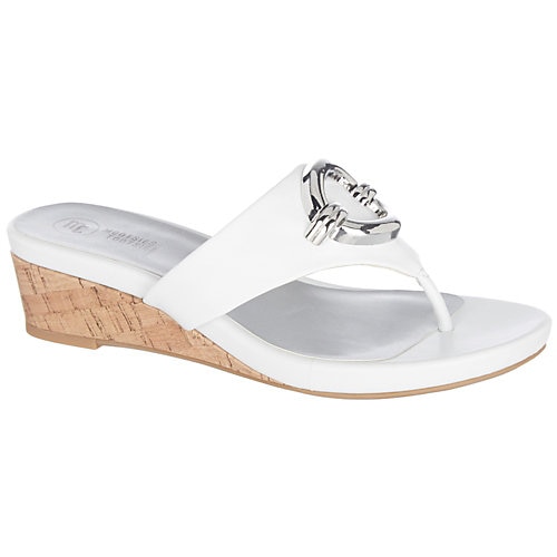 Mootsies Tootsies Womens Peach Thong Wedge Sandals-6 M,white