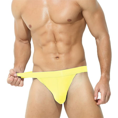 CLZOUD Men Briefs Underwear Yellow Nylon Spandex Men S Nylon Underwear and Comfortable Slim Solid Color Low Waisted Underwear Sports Underwear Xl