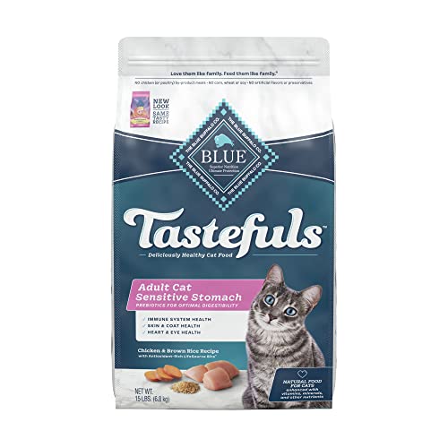 800362  Tastefuls Sensitive Stomach Natural Adult Dry Cat Food, Chicken 15lb Bag