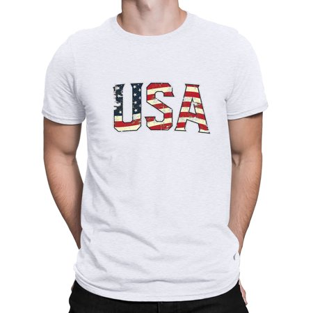 Fopp Seller Mens Independence Day T-Shirts  Men S USA Flag Graphic T-Shirts Short Sleeve American Patriotic Vintage T Shirt White L