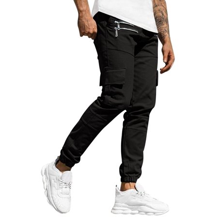 GWAABD Men S Dress Pants Expandable Waist Men S Stitching Leg Pants Multi-pocket Fashion Casual Pants Men S Pants