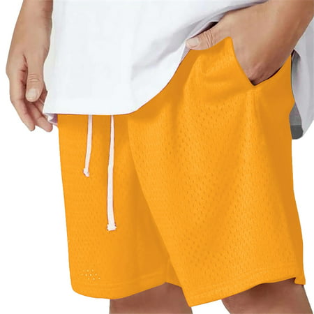 GWAABD Men S Pants Slim Fit Cloth Summer Color Mesh Shorts Men S Drawstring Five-Point Solid Double-Line Men S Pants