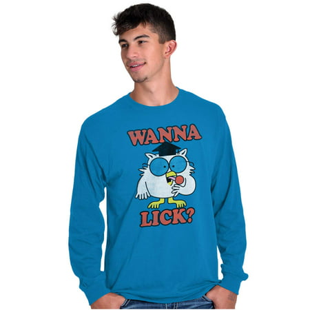 Wanna Lick Funny Mr. Owl Tootsie Pop Long Sleeve TShirt Men Women Brisco Brands M