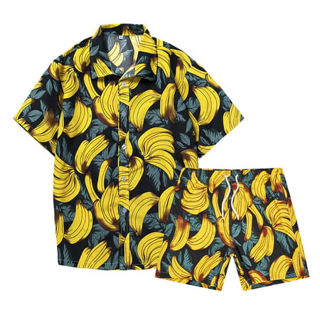 GWAABD Summer Loungewear Man Men 2 Piece Outfits Short Sets Mens Shirt Shorts Beach Pants Suit