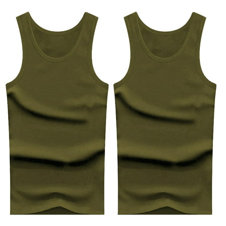 GWAABD Fitted Tank Tops for Men S Tank Top High Elastic Cotton Youth Slim Fit Summer Autumn Winter Middle and Old Age Underwear Cotton Sling