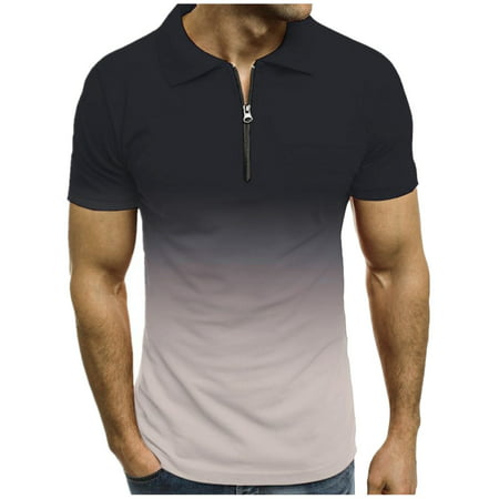 GWAABD Set-in Sleeve T-Shirt Blouse Short Pockets Men S Fashion Personality T Top Sleeve Shirt Slim Casual Men S Blouse