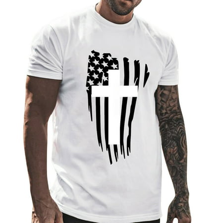 Vedolay America Flag Men S T Shirts Mens Patriotic T Shirt Short Sleeve 4Th of July Graphic Tshirts Top T Shirts Shirts for Men(White 5X-L)