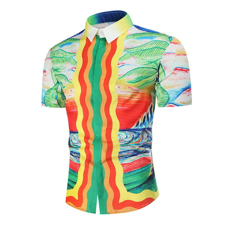 Sanviglor Mens Tops Turn Down Collar T Shirt Short Sleeve T-shirt Regular Fit Tee Daily Wear Summer Shirts 6051 Green M