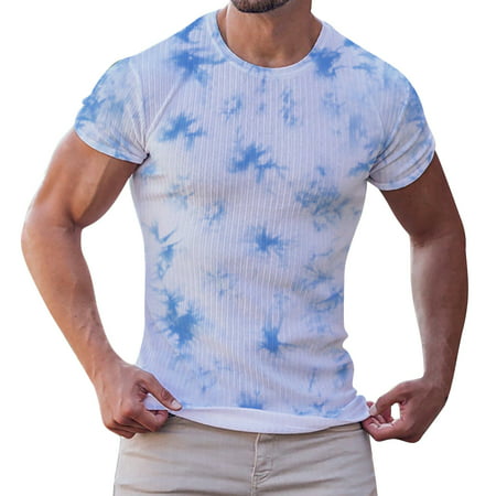 Kpoplk Male Summer Casual Elephant Print T Shirt Blouse Round Neck Short Sleeve Tops T Shirt Short Sleeve Men Shirt Mens Graphic T-Shirts(L White)