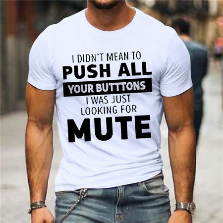 TKing Fashion Mens Shirts T-shirt Graphic Text 3D Printing Street Casual Short Sleeve Button Down Printed Clothing Basic Shirts for Men(White L)