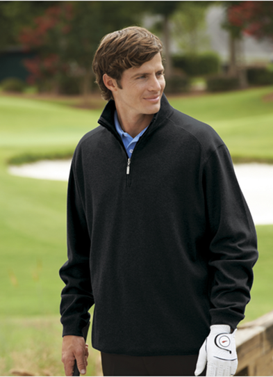 Bermuda Sands 9980 Mens Tyvola Long Sleeve Quarter-Zip Pullover - Black Medium