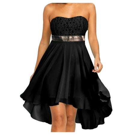 Summer Dresses for Women 4890 Women Party Full Dress Off Shoulder Waist Chiffon Bandeau Irregular Dress Summer Dresses Clearance