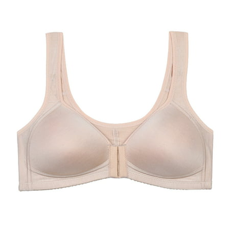 CLZOUD Supportive Bras for Women Beige Women S Large Underwear Thin Tank Top Style Front Button Mom S Universal Bra Without Steel Rings 95