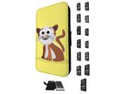 1136 - Cat Animal Drawing Yellow Design Samsung Galaxy S6 Flip Case Credit Card Holder Cover Book Style