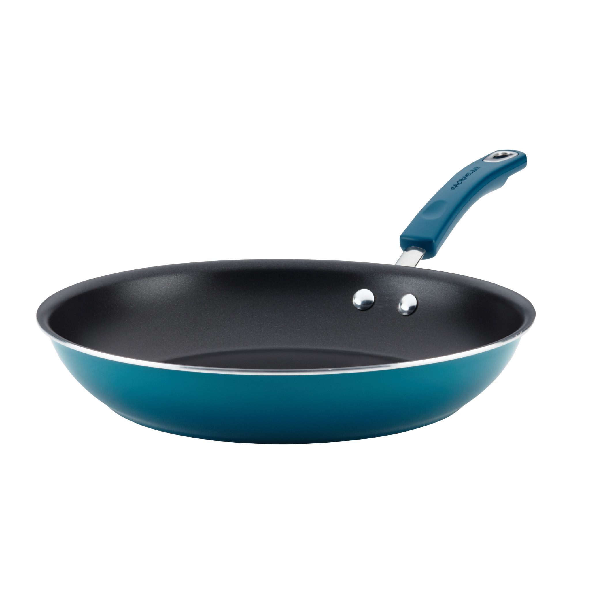 Rachael Ray Classic Brights 12.5 Inch Hard Enamel Aluminum Nonstick Frying Pan  Marine Blue