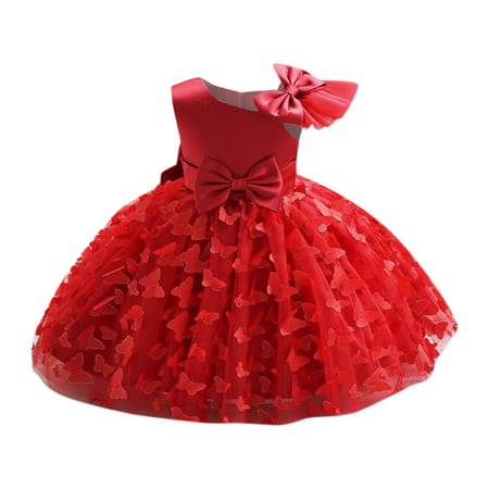 GWAABD Girl Casual Dresses Red Cotton Blend Children S Sleeveless Performance Dress Flower Beautiful Girl Princess Dress for Kids Girl Wedding Dress 1