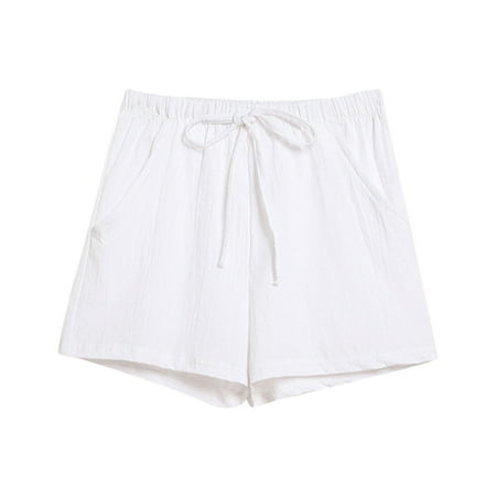 GWAABD Low Rise Jeans Women Waist and Pocket Loose Linen Womens Cotton Pants Elastic Solid Short Pants