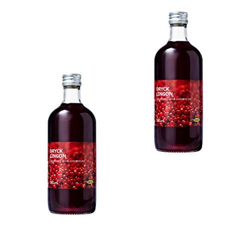 IKEA Dryck Lingon - Sweet Swedish Lingonberry Fruit Juice Drink Concentrate 16.9 Oz - Best for Mixing with Water, 2 Pack