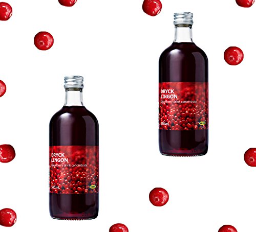 IKEA Dryck Lingon - Sweet Swedish Lingonberry Fruit Juice Drink Concentrate 16.9 Oz - Best for Mixing with Water, 2 Pack thumbnail