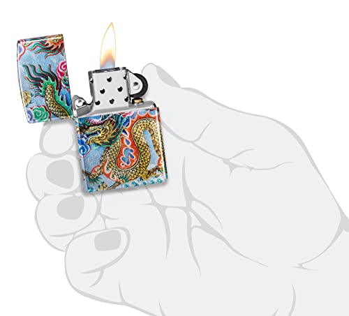 Zippo 48575 Dragon Design Tumbled Chrome Metal Windproof Lighter thumbnail