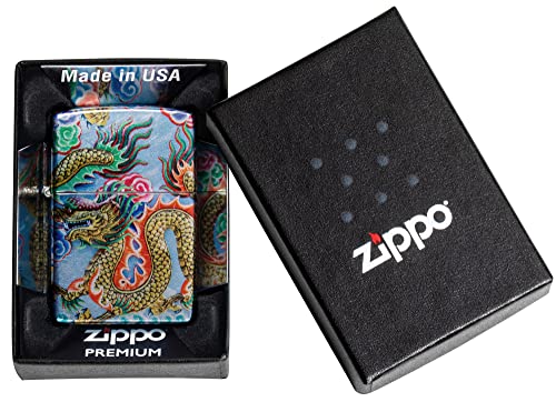 Zippo 48575 Dragon Design Tumbled Chrome Metal Windproof Lighter thumbnail