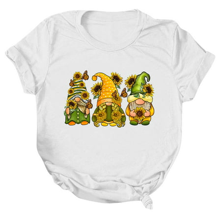 GWAABD Womens Shirts Trendy Casual Tops for Women Suitable Bee Festival Printing Shirts Round Neck Short Sleeve Tee Tops Tunic Blouse