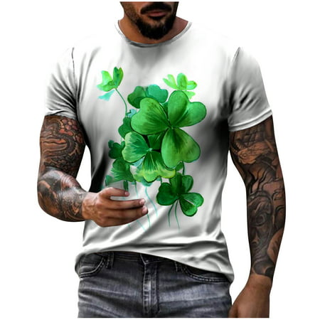 Penkiiy St. Patrick S Day Men S Unisex Daily T Shirt 3D Print Graphic Prints Short Sleeve Tops Casual Blouse T-shirts L White on Clearance