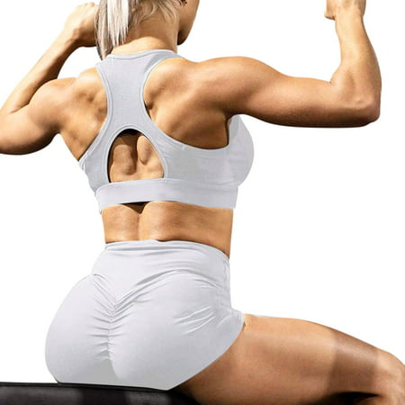 CLZOUD Women Yoga Pants White Spandex Womens Ruched Lifting Gym Shorts High Waisted Booty Yoga Shorts Workout Running Twerking Daisy Dukes Shorts