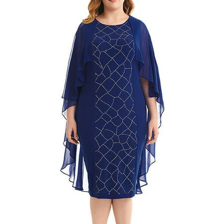 GWAABD Women’S Dresses Women 2023 New Lady Elegant Knitting Lace Cape Dress Plus Size Fashion Printing Oneck Half Sleeve Pencil Dresses