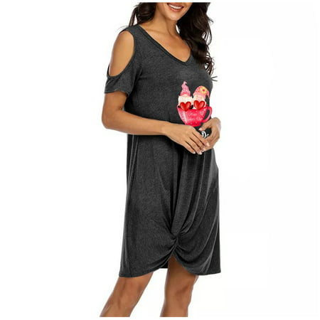 GWAABD Green Floral Dress Print Mother S Women Dress Sleeves the Day V-Neck Short Tie Knot Strapless Women S Dress